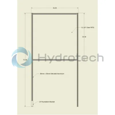 Hydrotech Inc.-3ft x 6ft  Singe Pane Direct Mount Social Distancing Safety Barrier With Clear Plexiglass-GA0003X6PN