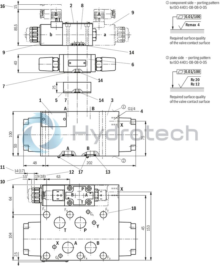 technical illustration-R901295481-Size 22, symbol E63, with solenoid actuation, 24 VDC