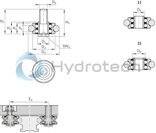 technical illustration-R190013201-The cam roller is characterized by the following product features: Format LZZ, size 32, steel CS, accuracy economic, load class FN