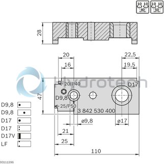 technical illustration-3842530400-Drilling jig Torx 50 for groove 10 groove spacing 40, 50