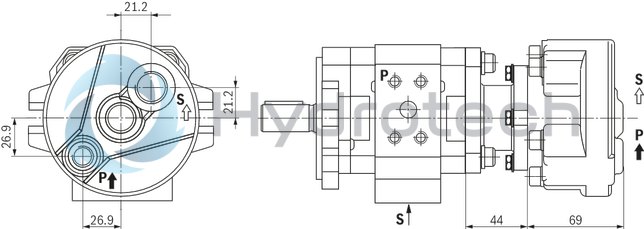 technical illustration-R900961556-Internal gear pump, size 11, pressure 350 bar for industrial applications, open circuit