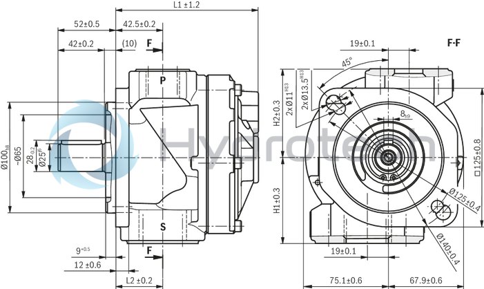 technical illustration-R901230040-Gerotor pump, size 80 cm&sup3;, pressure 15 bar for cooling or filter circuits