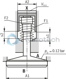 technical illustration-R901070943-Size 40, A &rarr; B, hydraulically actuated