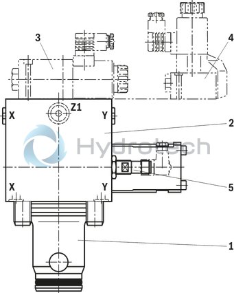 technical illustration-R900759206-Functional product design Modular set-up:&bull; Cartridge valve with various options&bull; Control cover in various variants for realization of selected functions&bull; Electric monitoring of the spool position Power and flow-optimized design:&bull; High flows&bull; Low pressure drops&bull; High switching velocities&bull; Low leakage oil flowsRobust design:&bull; High reliability&bull; Long life cycle Other features:&bull; Small installation size, low weight&bull; Easy to service