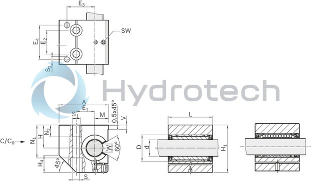 technical illustration-R107222000-Linear set (aluminum), SE-M-20, with two seals