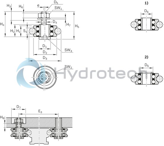 technical illustration-ROLLER 52-H &-The cam roller is characterized by the following product features: Format LEZ, size 52, steel CS, accuracy economic, load class FH