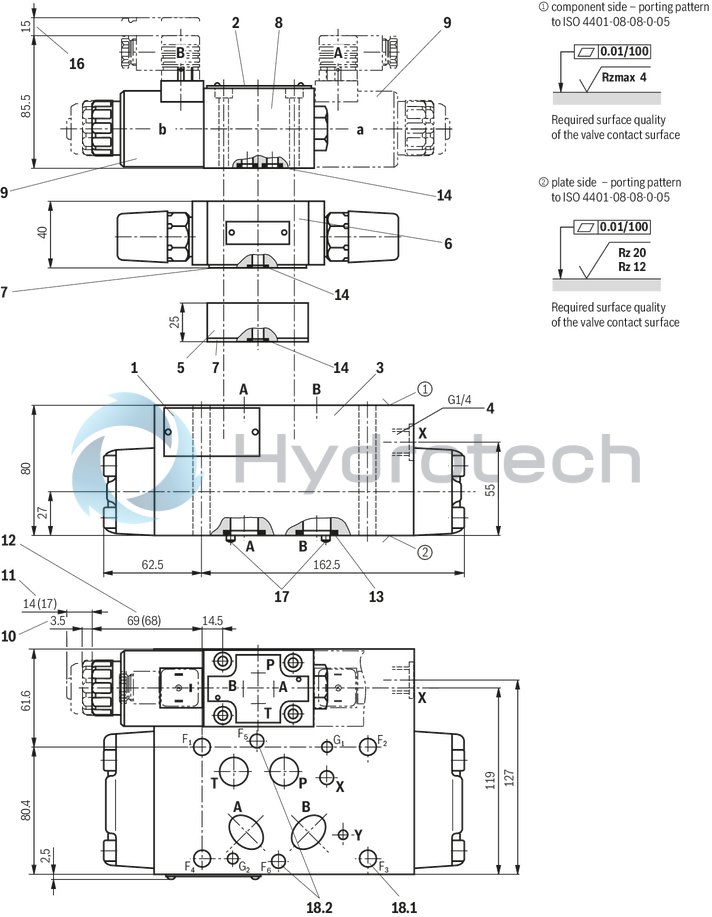 technical illustration-R901358044-Size 16, symbol X161, with solenoid actuation, 24 VDC