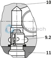 technical illustration-R901407515-Type of actuation: pneumatic-hydraulic For subplate mounting Porting pattern according to ISO&nbsp;4401 Subplates according to data sheets 45054 to 45060 (separate order) Spring centering, spring end position or hydraulic end position Optional auxiliary operating device Switching time adjustment, optional Preload valve in channel P of the main valve, optional Stroke setting at main spool, optional Stroke setting and/or end position control, optional Inductive position switch and proximity sensors (contactless)