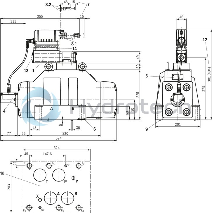 technical illustration-R901396320-Size 27, symbol E, electrical with integrated electronics, 24 V DC