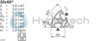 technical illustration-3842524037-Strut profile 30x60&deg; 20xL=5600mm