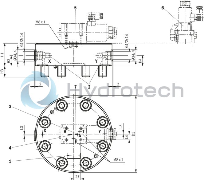 technical illustration-R900912680-Size 25, symbol WEA, hydraulically actuated