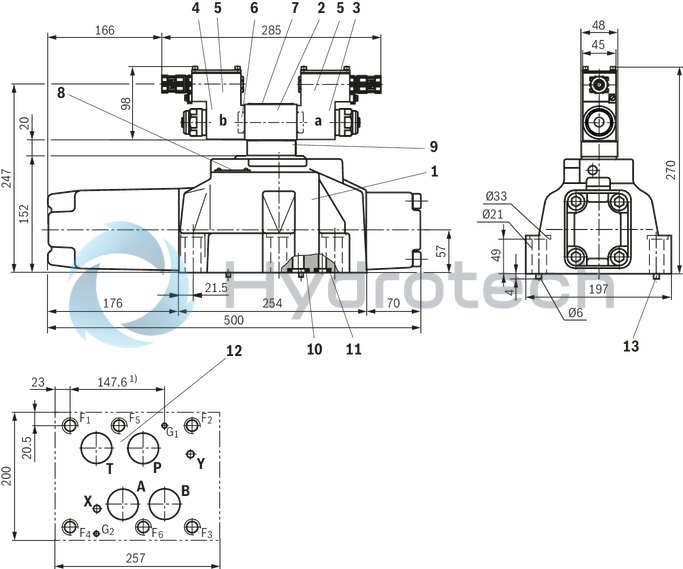 technical illustration-R901234241-4/2 or 4/3 directional design For intended use in potentially explosive atmosphere For the control of flow direction and size For subplate mounting Porting pattern according to ISO&nbsp;4401 Spring-centered control spool Actuation by means of the pilot control valve (3-way pressure reducing valve) Solenoid coil is rotatable by 90&deg;