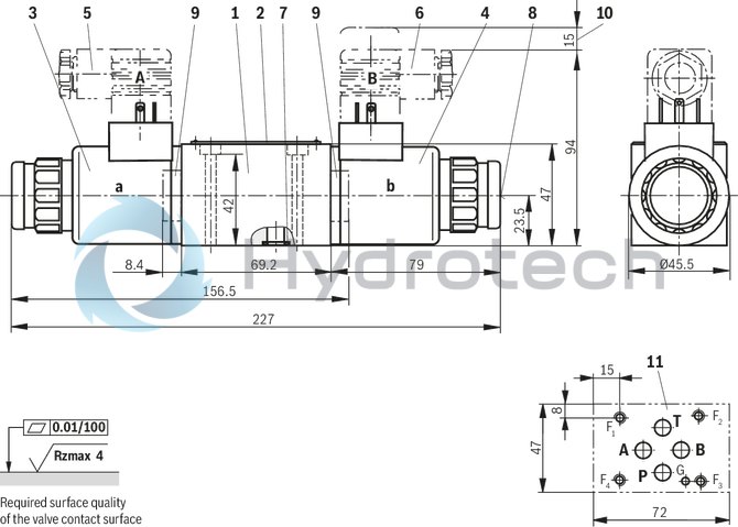 technical illustration-R900929529-Size 6, P → A, P → B / A → T, B → T, electrical with external electronics, 24 V DC