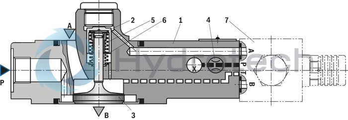technical illustration-R901090317-Pilot operated check valve in sandwich plate design Directional valve set-up, optional High-pressure connection (NG32 &hellip; 160) Integrated throttle check valve (NG50, 63, 80 and 200)