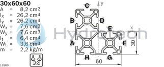 technical illustration-3842557241-Strut profile 30x60x60, 20xL=6070mm