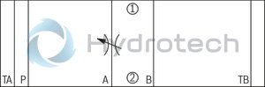 technical illustration-R901162976-Sandwich plate valve Porting pattern according to ISO&nbsp;4401-05-04-0-05 For limiting the main or pilot flow of two consumer ports Adjustment type: Spindle with internal hexagon and scale
