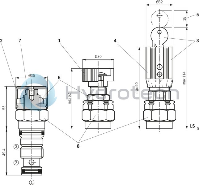 technical illustration-R900438134-Pressure reducing valve, pilot operated