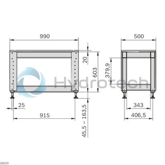technical illustration-3842559451-Base frame L 400 for curve modules 180&deg; 500 mm