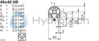 technical illustration-3842529381-Strut profile 40x40 HR, 20xL=6070mm