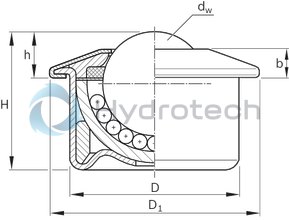 technical illustration-R053512210-Ball transfer units with felt seal &ndash; Size 22