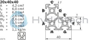 technical illustration-3842537818-Strut profile 20x40x40, 16xL=3000mm