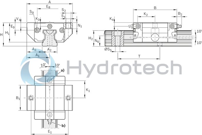 technical illustration-R166181420-Ball runner block (self-aligning), FKS, size 20, steel CS, accuracy standard, low preload, without ball chain