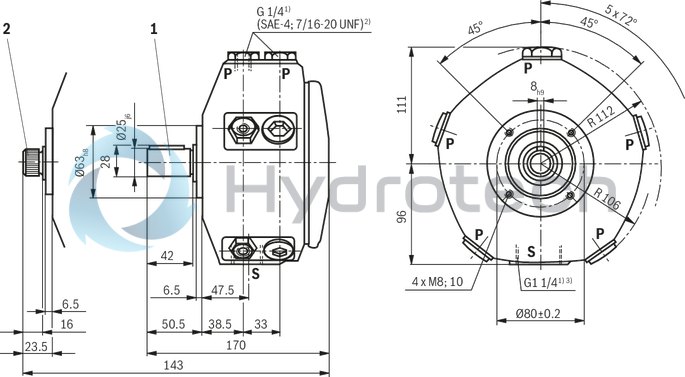 technical illustration-R901089530-Radial piston pump, size 20 cm3, pressure 500 bar for industrial applications, open circuit