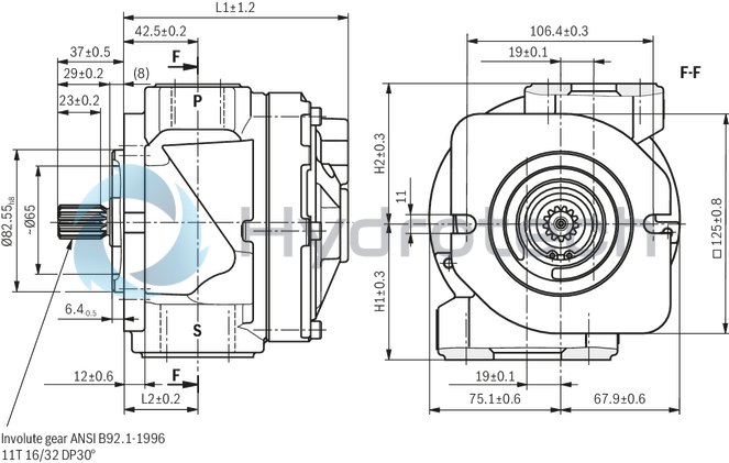 technical illustration-R901230040-Gerotor pump, size 80 cm&sup3;, pressure 15 bar for cooling or filter circuits