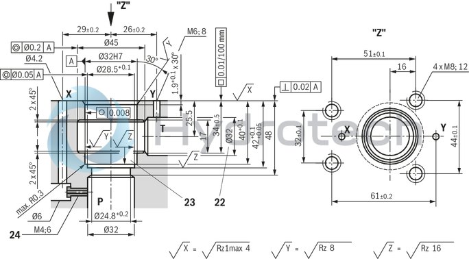 technical illustration-R900955012-Size 10, P → T, mechanical, 24 V DC