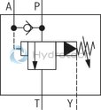 technical illustration-R900941546-For subplate mounting As cartridge valve 4 adjustment types, optionally:<br>
&bull; Rotary knob<br>
&bull; Adjustment spindle with protective cap<br>
&bull; Lockable rotary knob with scale<br>
&bull; Rotary knob with scale 4&nbsp;pressure ratings Solenoid-operated unloading via built-on directional spool valve