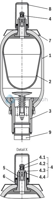 technical illustration-R901435305-Bladder-type accumulator size 20 liters, 330 bar for industrial applications at standard temperatures