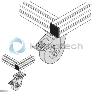 technical illustration-3842259792-Roller with mounting flange, trestle wheel, LR, F600