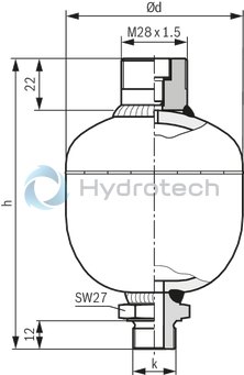 technical illustration-0531610632-Hydraulic accumulator as per Pressure Equipment Directive 97/23/EC Diaphragm material for different applications