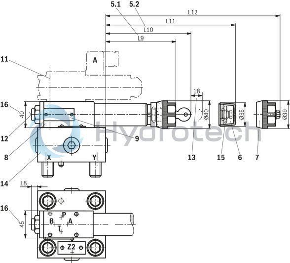 technical illustration-R901086754-Size 16, mechanical, blockable pressure reduction with installation surface ISO4401