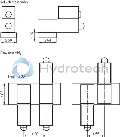 technical illustration-R901458409-4/3-, 4/2- or 3/2-way version For intended use in potentially explosive atmosphere Porting pattern according to ISO&nbsp;4401-03-02-0-05 Wet-pin AC or DC solenoids Electrical connection with individual connection or piping connection (NPT 1/2") With manual override