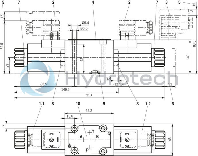 technical illustration-R901089241-Size 6, symbol J, solenoid-actuated, 24 V DC
