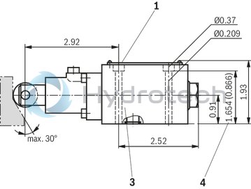 technical illustration-R900479282-4/3-, 4/2- or 3/2-way version Porting pattern according to DIN&nbsp;24340 form A (without locating hole) Porting pattern according to ISO&nbsp;4401-03-02-0-05 (with locating hole) Type of actuation: Roller plunger Inductive position switch and proximity sensors (contactless)
