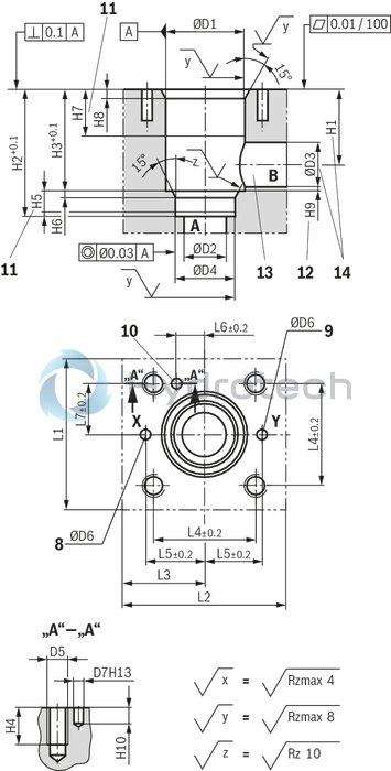 technical illustration-R901388132-Size 50, A → B, B → A, integrated electronics, 24 V DC