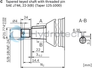 technical illustration-R902504985-Space-saving construction due to recessed mounting flange Approved for high speeds Long service life High power density Low operating noise Optional with integrated anti-cavitation valve, e.g. for fan drives Optional with speed sensor Swashplate design