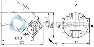 technical illustration-R902160930-Large variety of available nominal sizes allows exact adjustment to the application High power density Very high total efficiency High starting efficiency Working ports SAE flange or thread Optional with integrated pressure relief valve Optional with mounted addifitonal valve: counterbalance valve (BVD/BVE), flushing and boost-pressure valve Bent-axis design
