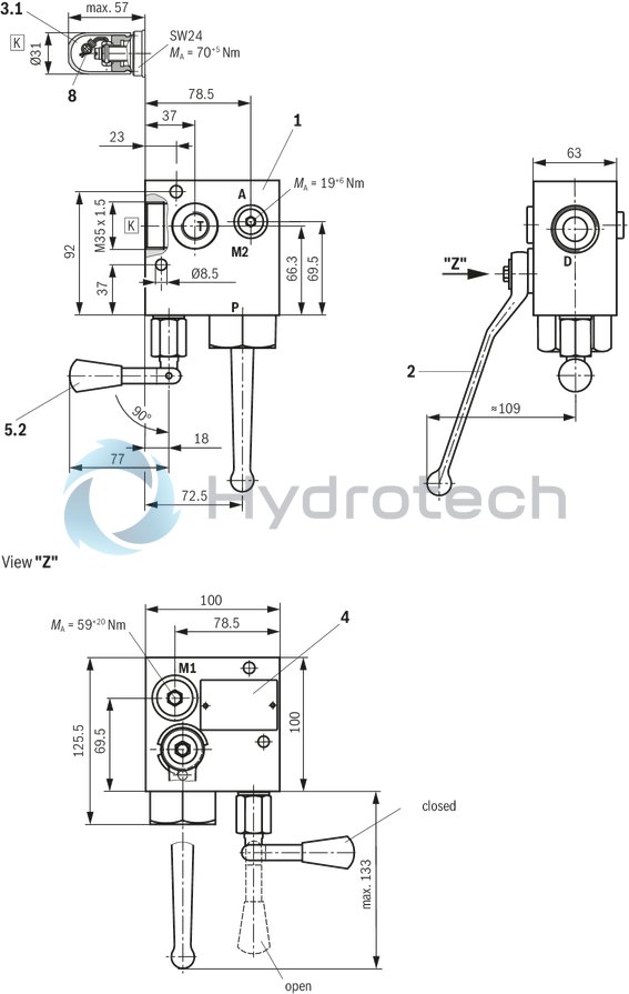technical illustration-R978715560-Ready for connection Manual or electromagnetic unloading Large number of variants Compact design Direct operated pressure relief valve according to data sheet 50153
