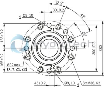 technical illustration-R900912728-Size 32, symbol H2, hydraulically actuated