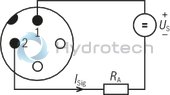 technical illustration-R901466597-Pressure transducer with analog output 4 … 20 mA, pressure range 0 … 250 bar, connector 4-pole M12x1 A-coded, throttle element