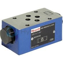 technical illustration-R900731949-Base element for ready-for-connection controls in vertical stacking design Compact hydraulic controls Common pump and tank line Separate actuator ports of the stations Measuring ports in the actuator lines Mounting of NG6 sandwich plates and valves Pressure relief valve type DBD in pressure line P Connection possibility of a pressure gauge in pressure line P