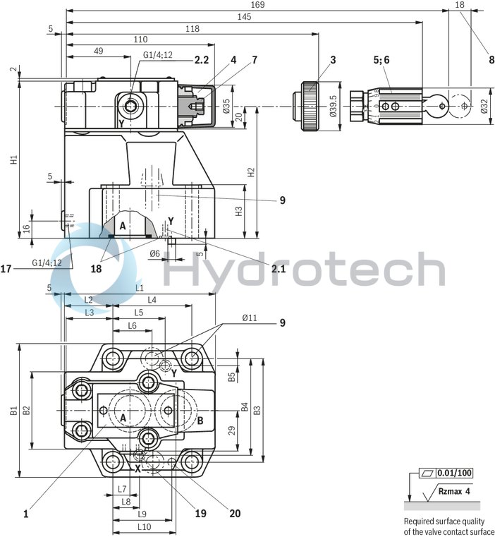 technical illustration-R900596961-For subplate mounting Porting pattern according to ISO&nbsp;5781 For threaded connection As cartridge valve 4 optional adjustment types:• Rotary knob• Sleeve with hexagon and protective cap• Lockable rotary knob with scale• Rotary knob with scale 5 pressure ratings Check valve, optional (subplate mounting only)
