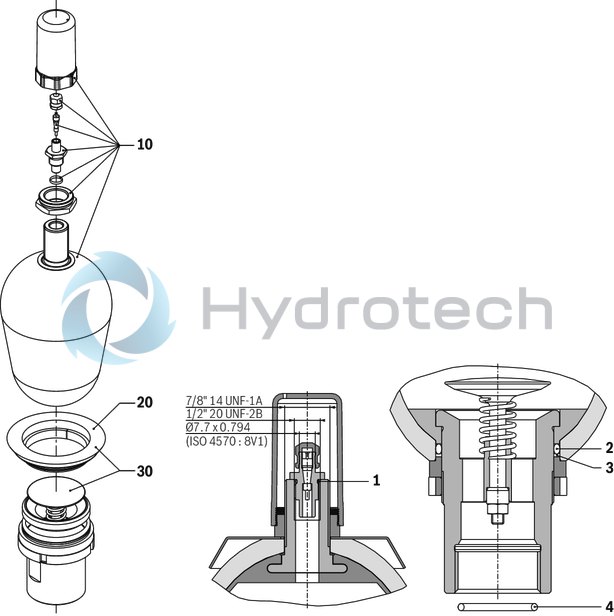 technical illustration-R901435305-Bladder-type accumulator size 20 liters, 330 bar for industrial applications at standard temperatures