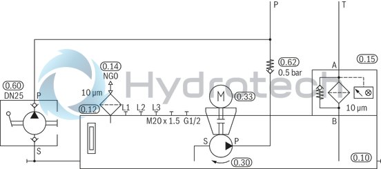 technical illustration-R919101941-Stable aluminum tank Modular design Compact power unit design Individual adaptation possible Versatile possible applications Additional options possible Clear, maintenance-friendly arrangement
