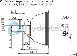 technical illustration-R902504985-Space-saving construction due to recessed mounting flange Approved for high speeds Long service life High power density Low operating noise Optional with integrated anti-cavitation valve, e.g. for fan drives Optional with speed sensor Swashplate design