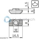 technical illustration-3842536602-T-nut 8 mm slot stainless steel M6