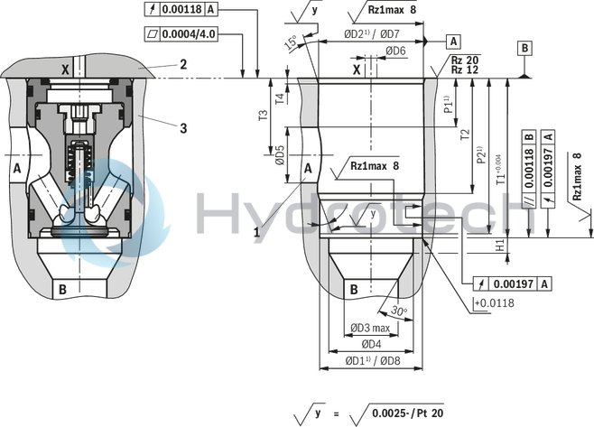 technical illustration-R901070943-Size 40, A &rarr; B, hydraulically actuated
